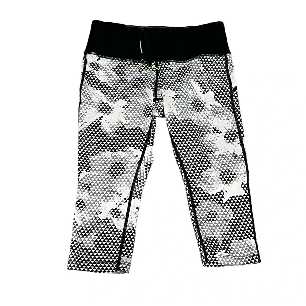 Women's Dri-fit Capri Leggings, White and Black, XS, #521-H - Picture 1 of 4
